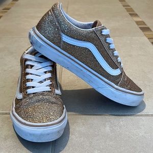 Kids Gold Glitter Vans Size 3